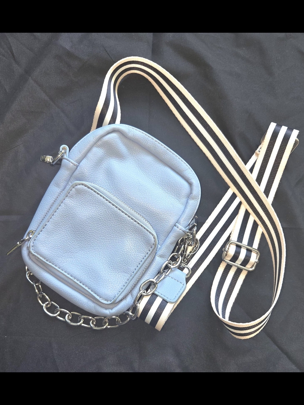 INC International Concepts Powder Blue Crossbody with Striped Adjustable Strap